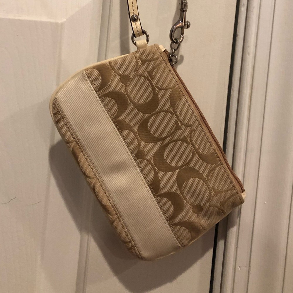 Small Coach Wristlet with Signature Print